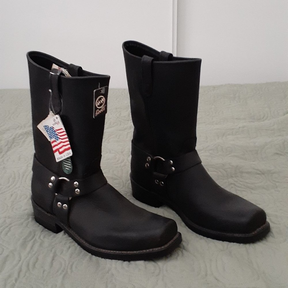 mens size 14 black leather boots